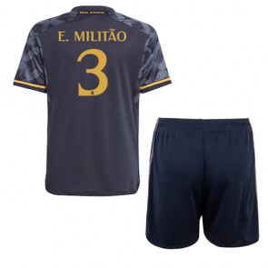 Real Madrid Eder Militao #3 Dětské Venkovní dres komplet 2023-24 Krátký Rukáv (+ trenýrky)